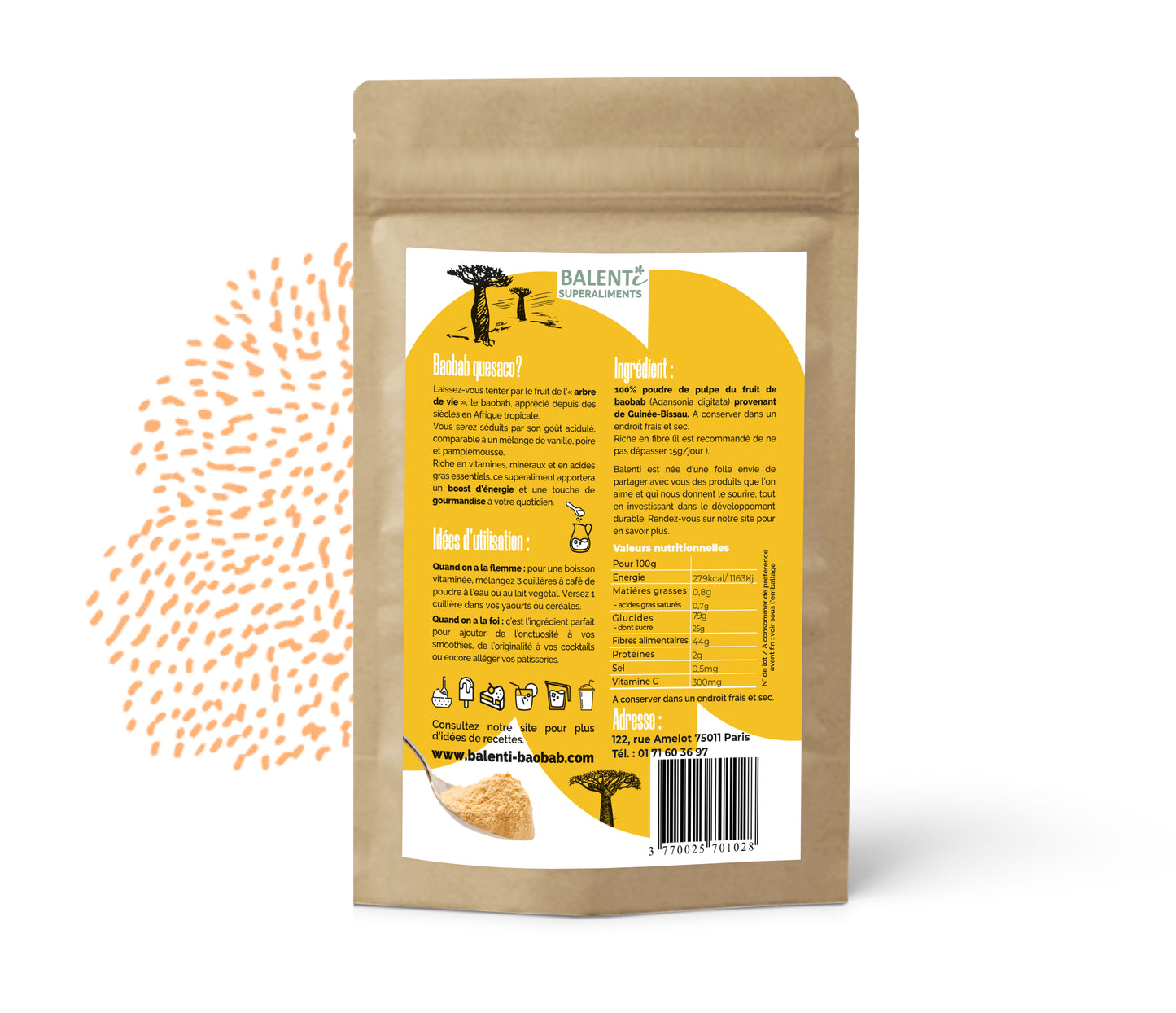 Poudre de fruit du baobab - Balenti, la force du baobab en vous !
